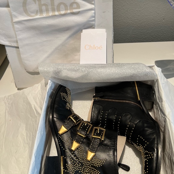 $1350 Chloé Susanna Studded Leather Ankle Boots, 39 - Picture 9 of 9